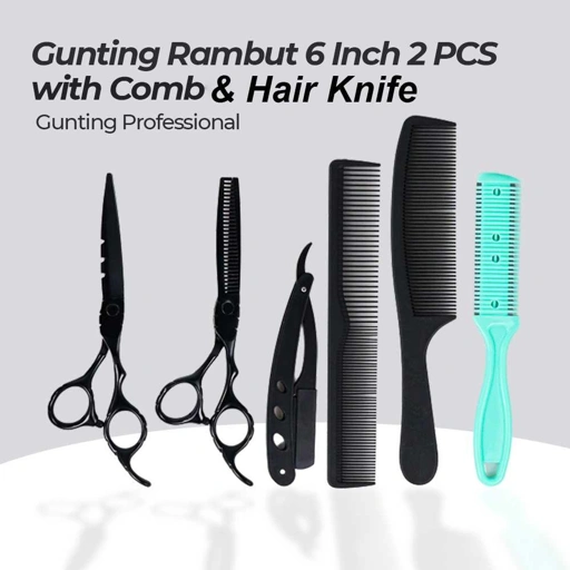 KNIFEZER Set Gunting Rambut Salon 8in1 - Potong Rambut dengan Presisi, Stylish dan Praktis