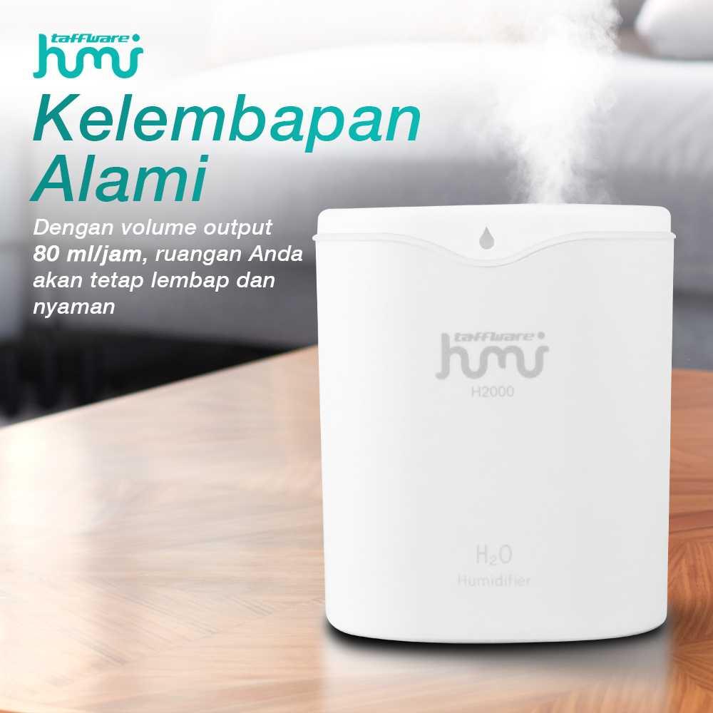 Taffware HUMI Air Humidifier Ultrasonic Aroma Diffuser Menjaga Kelembapan Ruangan, Tanpa Suara Berisik, Desain Modern