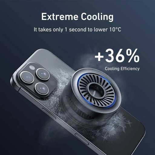 TELESIN Fan Cooler HP Gaming Wireless Charging Jaga Performa Ponsel Tetap Dingin, Main Nyaman Tanpa Bising