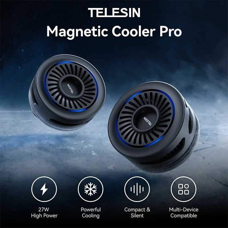 TELESIN Fan Cooler HP Gaming Wireless Charging Jaga Performa Ponsel Tetap Dingin, Main Nyaman Tanpa Bising