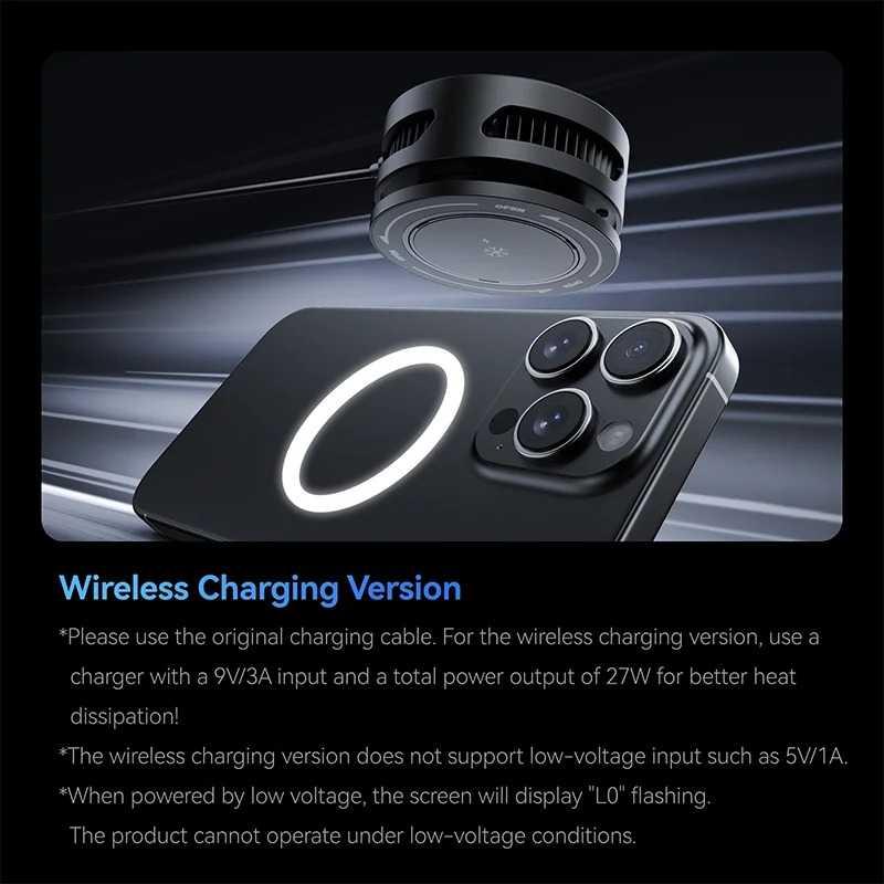 TELESIN Fan Cooler HP Gaming Wireless Charging Jaga Performa Ponsel Tetap Dingin, Main Nyaman Tanpa Bising