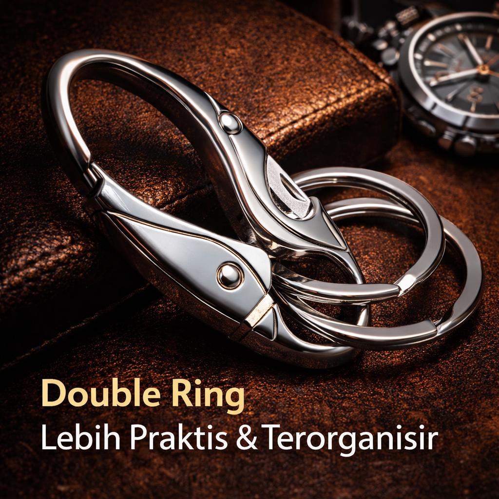 SINNYA Gantungan Kunci Karabiner Double Ring - Elegan dan Praktis, Zinc Alloy