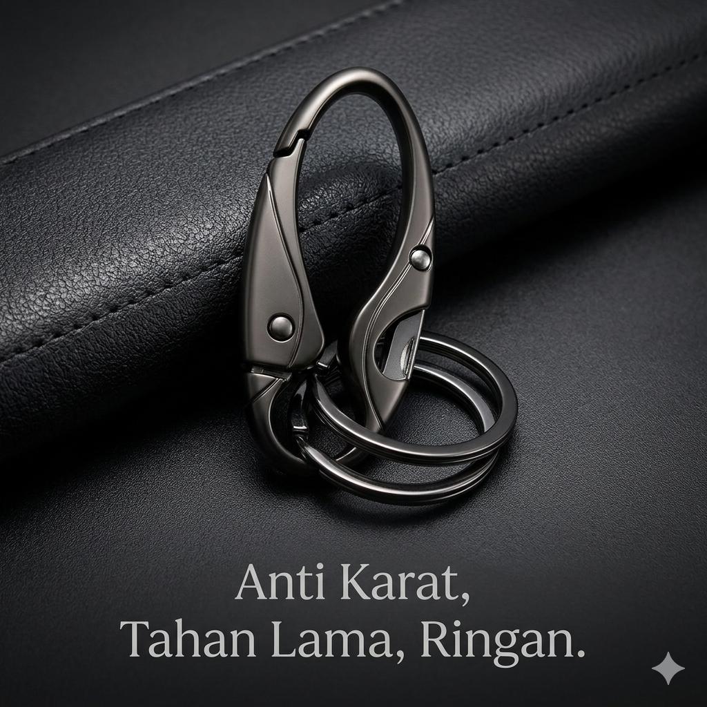 SINNYA Gantungan Kunci Karabiner Double Ring - Elegan dan Praktis, Zinc Alloy