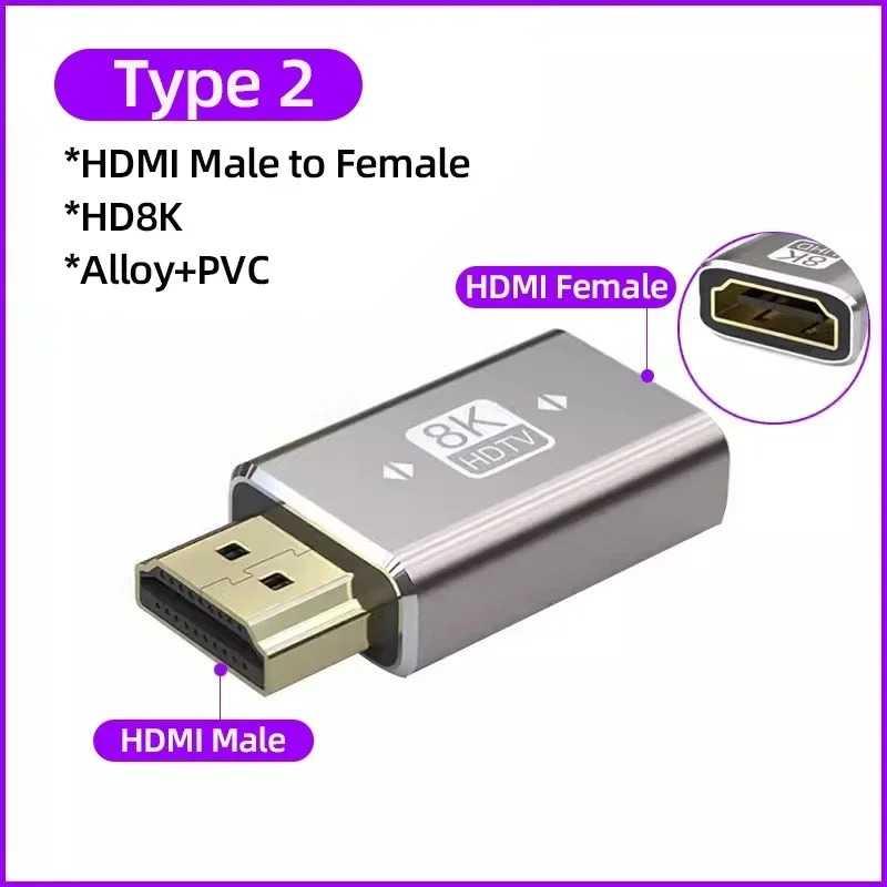 Nepy Konektor HDMI 8K Male to Female - Koneksi Tajam, Gambar Realistis, Aluminium