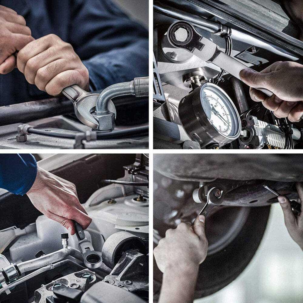 OLOEY Kunci Pas Dual Head Combination Ratchet Wrench Flexible Memudahkan Pekerjaan Anda, Desain Fleksibel