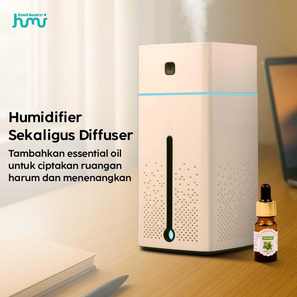 Taffware HUMI Air Humidifier Ultrasonic Aroma Diffuser Melembapkan Ruangan, Temani Tidur Malam Lampu LED