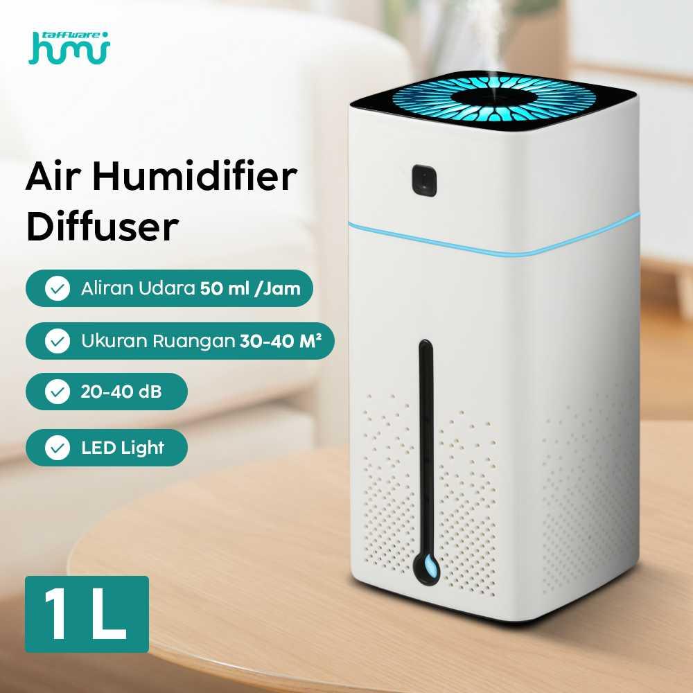 Taffware HUMI Air Humidifier Ultrasonic Aroma Diffuser Melembapkan Ruangan, Temani Tidur Malam Lampu LED