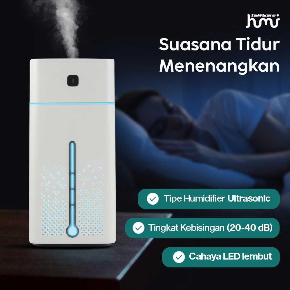 Taffware HUMI Air Humidifier Ultrasonic Aroma Diffuser Melembapkan Ruangan, Temani Tidur Malam Lampu LED