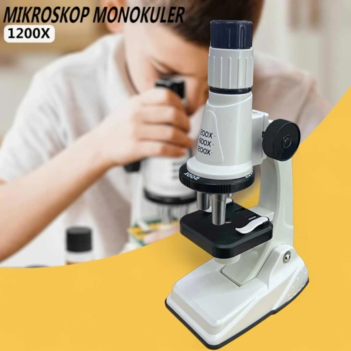 MICROKID Mikroskop Monokuler Edukasi Anak 1200x - Pengamatan Biologi Nyata, Interaktif, Ergonomis