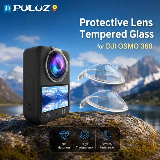 PULUZ Pelindung Lensa Tempered Glass for DJI OSMO 360 - Perlindungan Total, Kejernihan Optik, Desain Presisi