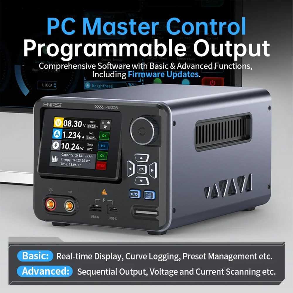 FNIRSI Power Supply CNC Adjustable 36V 8A Stabil & Efisien, Layar 2.8 Inch