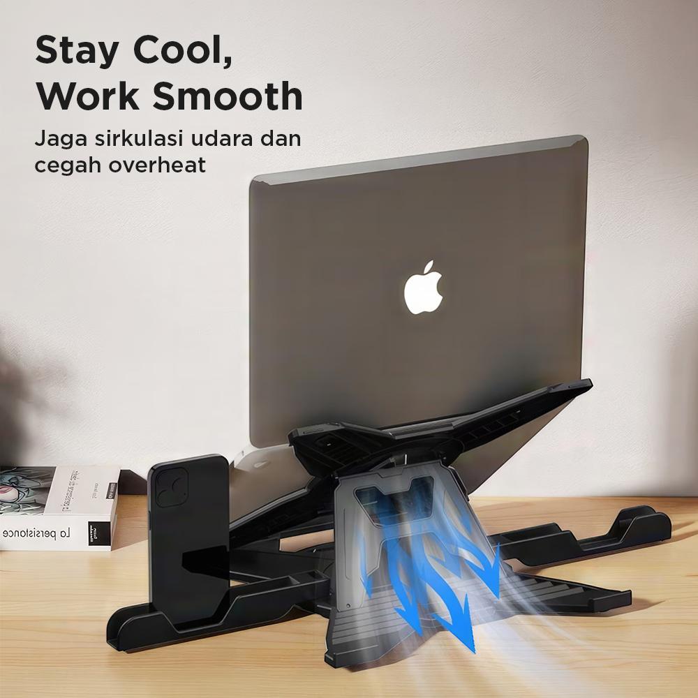AIBD Laptop Stand Adjustable Angle with Smartphone Holder - Ergonomis dan Modern, Produktivitas Maksimal