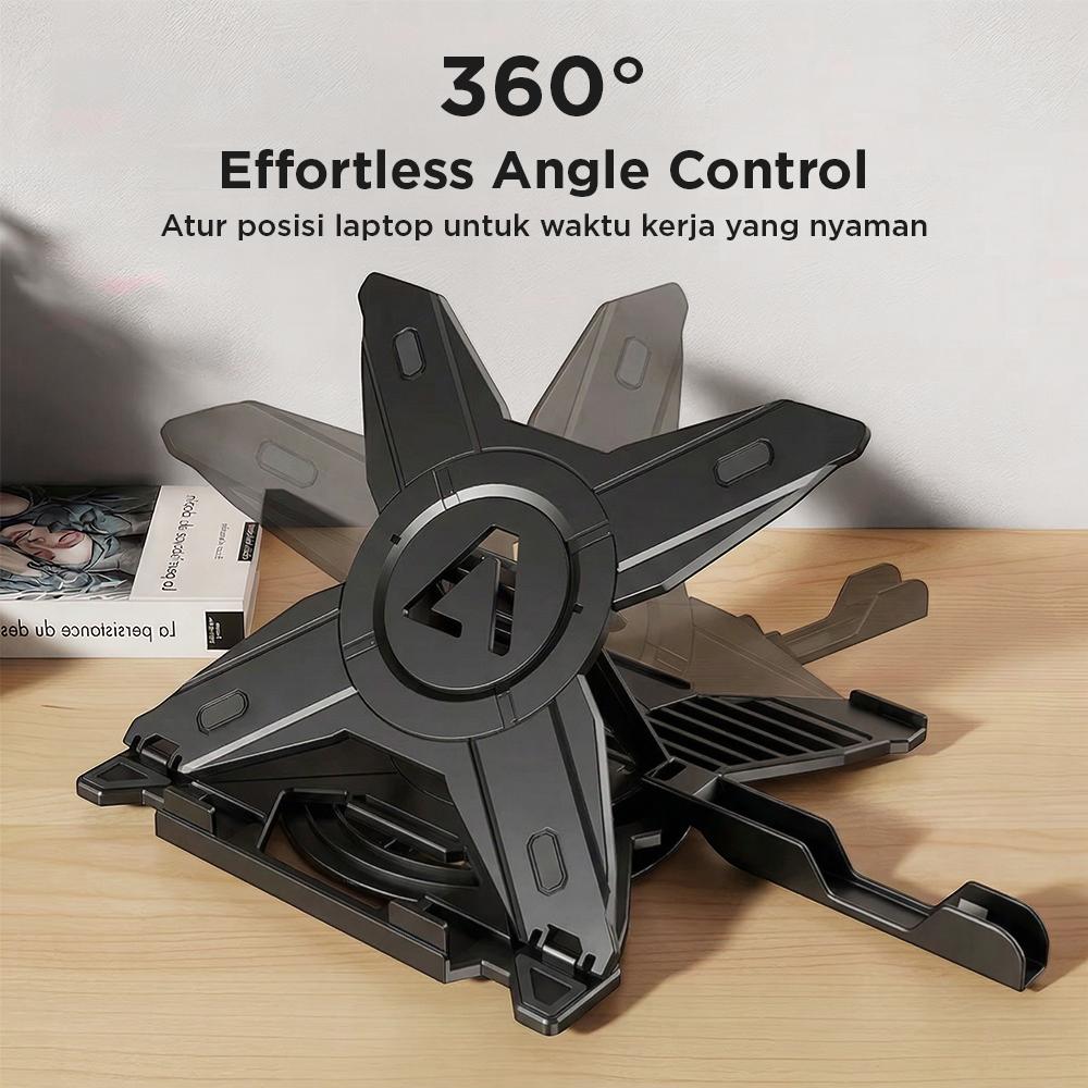 AIBD Laptop Stand Adjustable Angle with Smartphone Holder - Ergonomis dan Modern, Produktivitas Maksimal