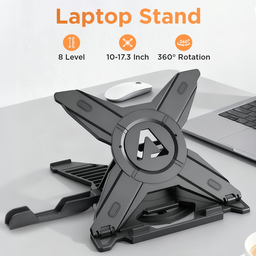 AIBD Laptop Stand Adjustable Angle with Smartphone Holder - Ergonomis dan Modern, Produktivitas Maksimal