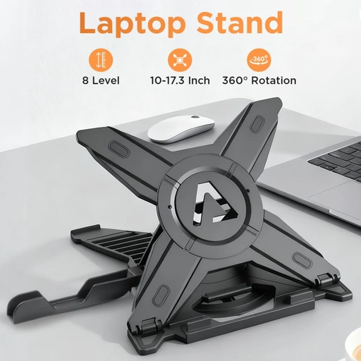 AIBD Laptop Stand Adjustable Angle with Smartphone Holder - Ergonomis dan Modern, Produktivitas Maksimal