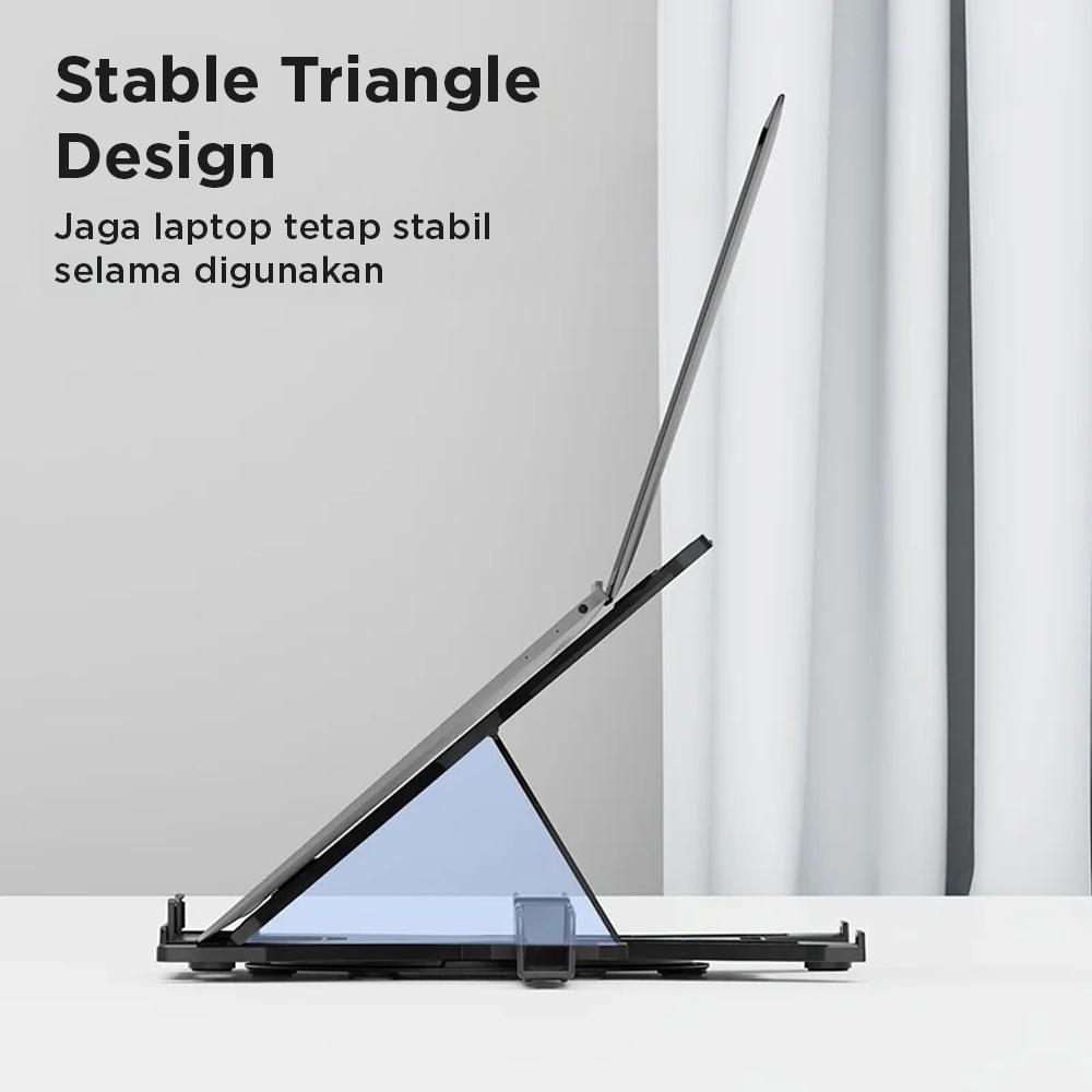AIBD Laptop Stand Adjustable Angle with Smartphone Holder - Ergonomis dan Modern, Produktivitas Maksimal