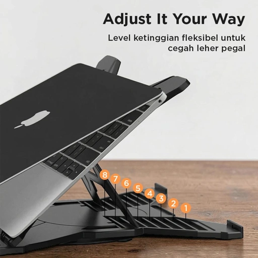 AIBD Laptop Stand Adjustable Angle with Smartphone Holder - Ergonomis dan Modern, Produktivitas Maksimal