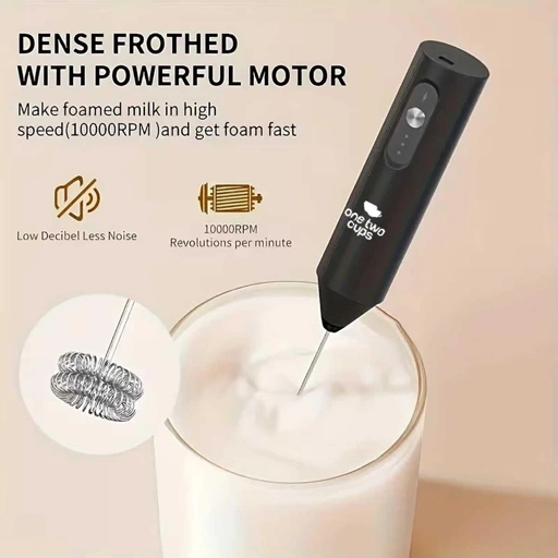 One Two Cups Hand Mixer Mini Pengocok Milk Frother Menghasilkan Buih Sempurna dalam Hitungan Detik, Praktis dan Efisien