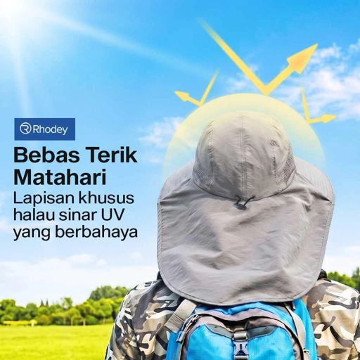 Rhodey Topi Rimba Hiking Outdoor Anti UV - Lindungi dari Panas, Nyaman Saat Aktivitas Outdoor, Desain Lebar, Waterproof