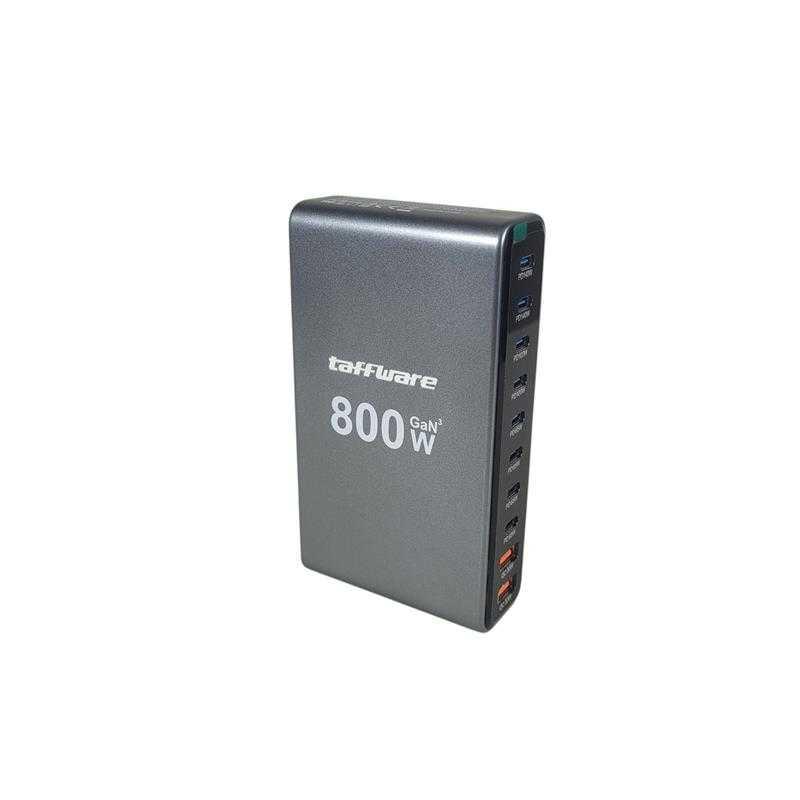 Taffware Charger Station 10 Port GaN3 Fast Charging Multi Device, Global Compatibility