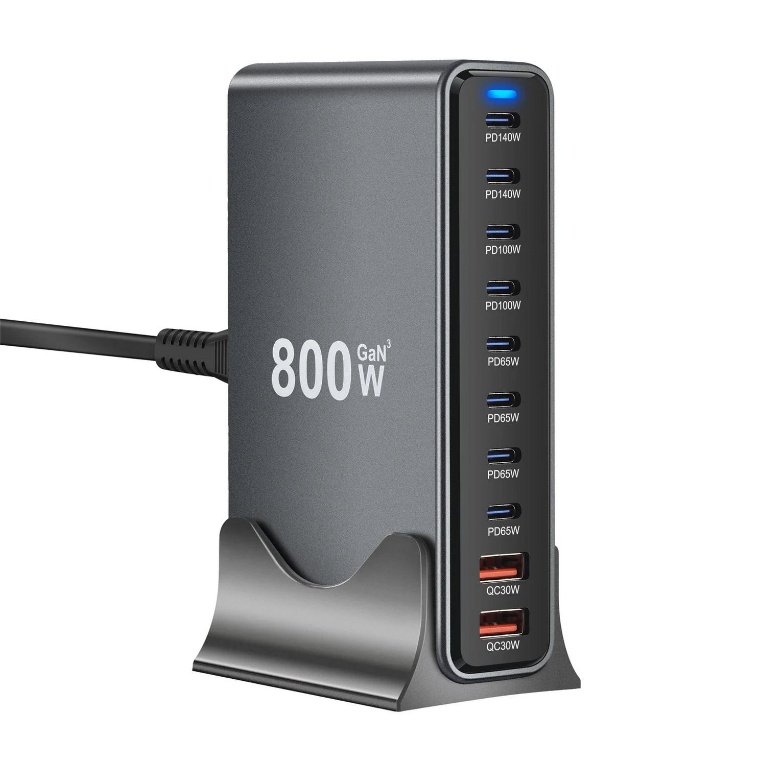 Taffware Charger Station 10 Port GaN3 Fast Charging Multi Device, Global Compatibility