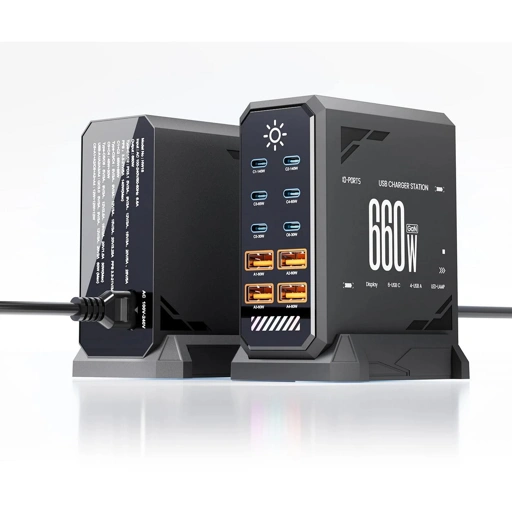 Taffware Charger Station Fast Charge Touch USB Type C GaN 10Port 660W HW18