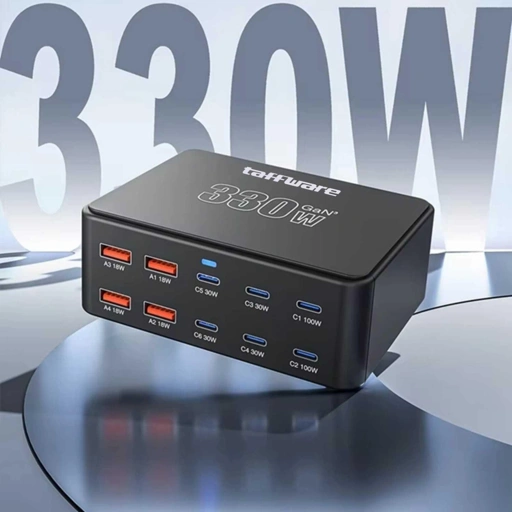 Taffware Charger Station Portable Fast Charging USB Type C 10Port 330W HW66