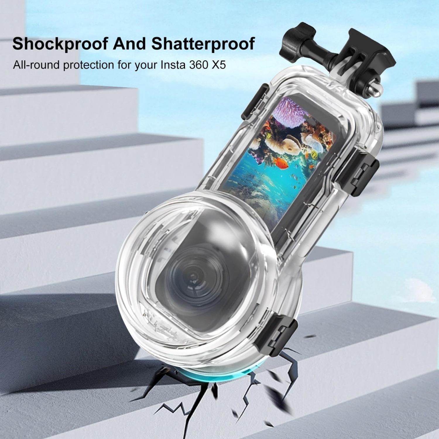 YAZE Underwater Waterproof Case Diving Invisible 50M for Insta360 X5 - Shell Kamera Tahan Air 50M, Lensa Ultra-Jelas, PC Anti