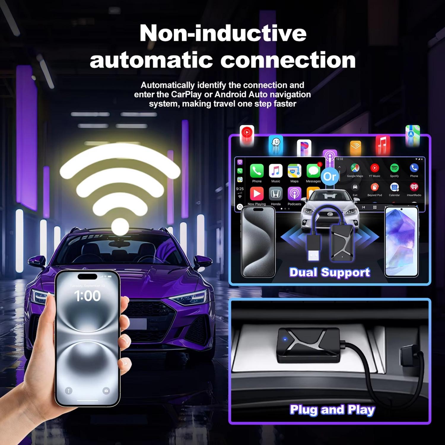 XUDA USB Dongle Wireless CarPlay Android 2in1 WiFi Dual Band - X6