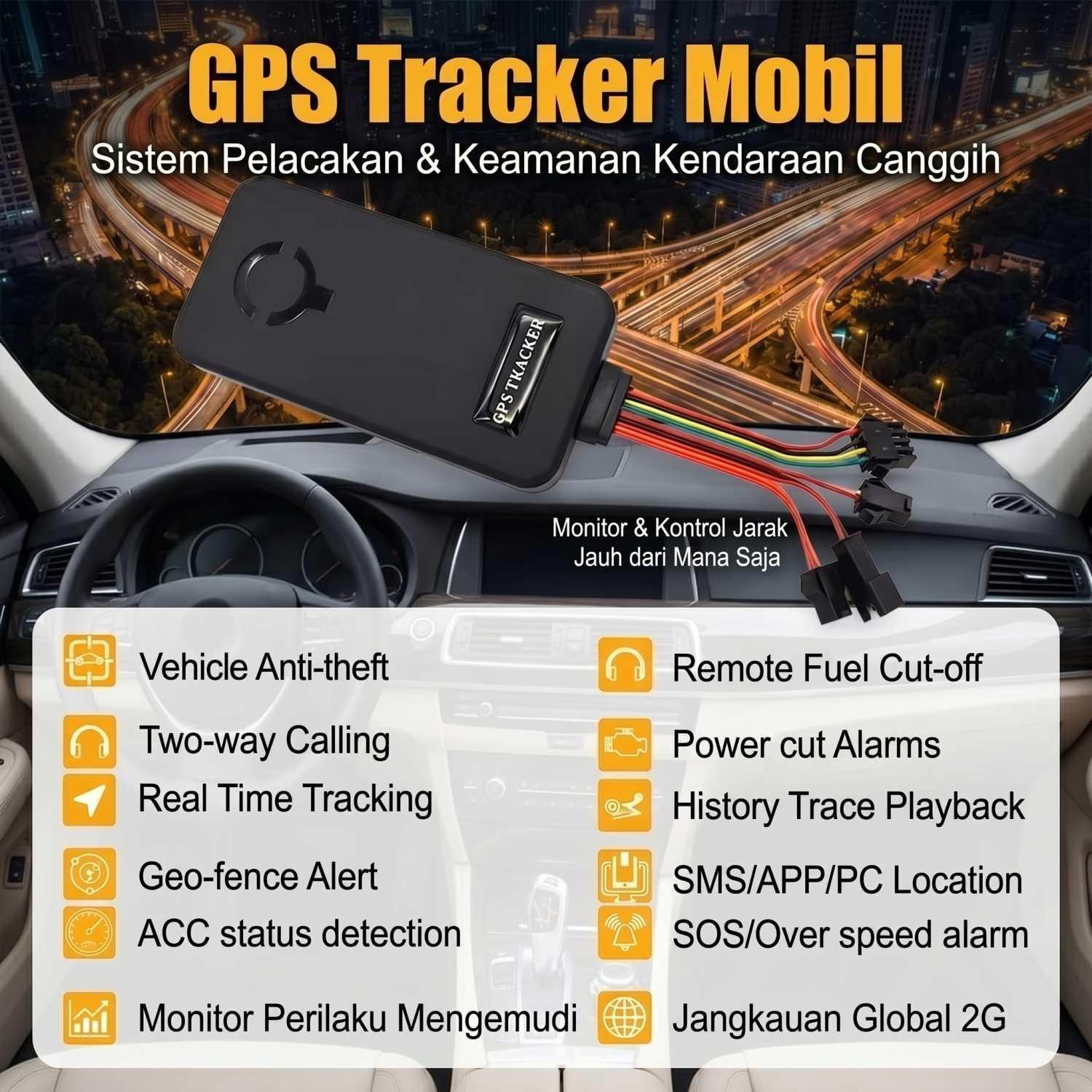 Veclumin GPS Tracker Alarm Intercom 2G - Pantau Kendaraan Secara Real Time, Aman di Mana Saja