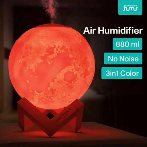 Taffware HUMI Air Humidifier Ultrasonic 3D Moon Menjaga Tidur Tenang dan Ruangan Sejuk, Dekorasi Unik