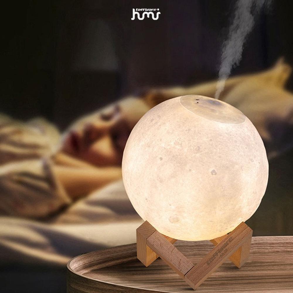 Taffware HUMI Air Humidifier Ultrasonic 3D Moon Menjaga Tidur Tenang dan Ruangan Sejuk, Dekorasi Unik
