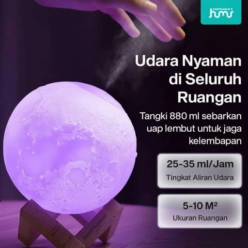 Taffware HUMI Air Humidifier Ultrasonic 3D Moon Menjaga Tidur Tenang dan Ruangan Sejuk, Dekorasi Unik