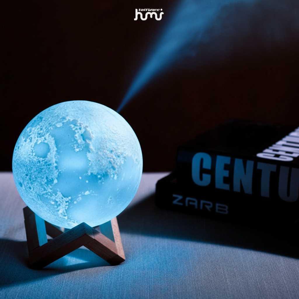 Taffware HUMI Air Humidifier Ultrasonic 3D Moon Menjaga Tidur Tenang dan Ruangan Sejuk, Dekorasi Unik