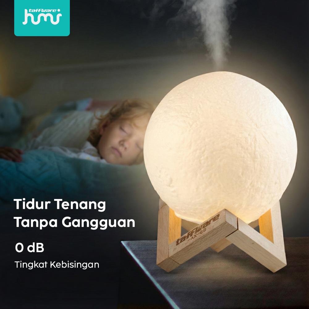 Taffware HUMI Air Humidifier Ultrasonic 3D Moon Menjaga Tidur Tenang dan Ruangan Sejuk, Dekorasi Unik