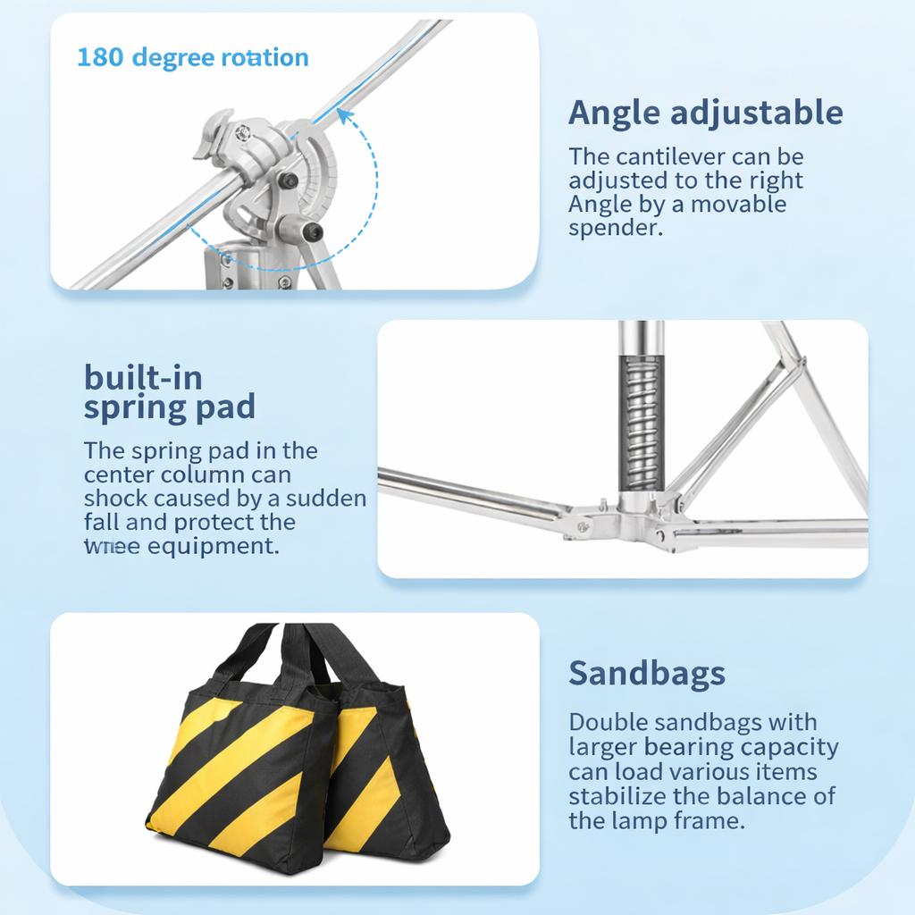 TaffSTUDIO Tripod Light Stand Studio with Boom Arm - Ideal for Professional Photography and Videography, Flexible Lighting Setup