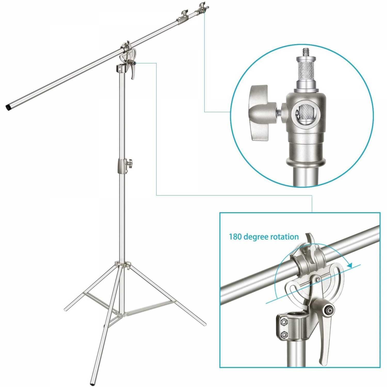 TaffSTUDIO Tripod Light Stand Studio with Boom Arm - Ideal for Professional Photography and Videography, Flexible Lighting Setup