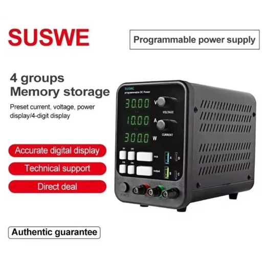 SUSWE Adjustable Power Supply DC Digital Stabilized 10A 30V - Penyesuaian Tegangan dan Arus, Perlindungan Canggih