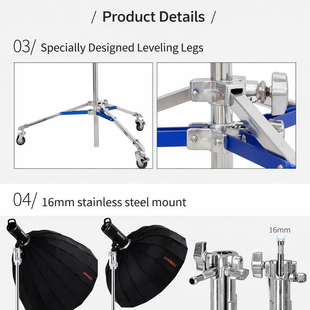 TaffSTUDIO Light Stand Tripod Studio 3.2M - Stabilitas Tinggi, Mobilitas Mudah, Ideal untuk Studio Besar