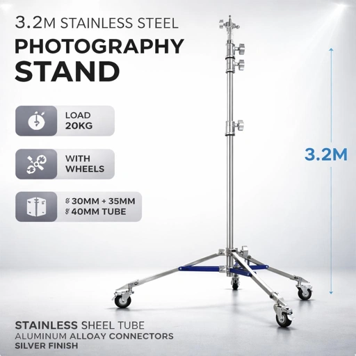 TaffSTUDIO Light Stand Tripod Studio 3.2M - Stabilitas Tinggi, Mobilitas Mudah, Ideal untuk Studio Besar