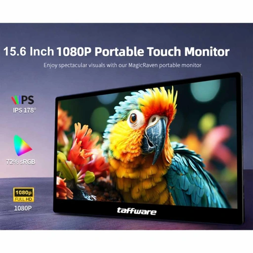 Taffware Portable Monitor Touchscreen 15.6 Inch IPS HD 1080P 60Hz - Tingkatkan Produktivitas Kerja Anda, Layar HD Jernih