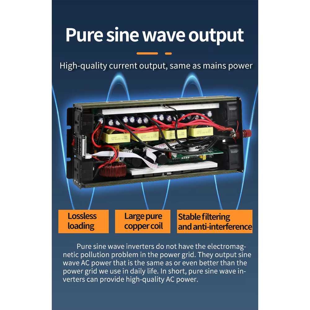 SUSWE Power Inverter Mobil Pure Sine Wave - Solusi Listrik Praktis di Mana Saja, Hemat Energi
