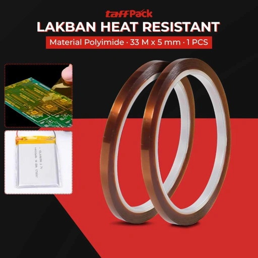 TaffPACK Lakban Heat Resistant Polyimide - Pelindung Elektronik Tahan Panas, Beragam Ukuran