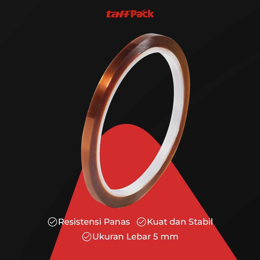 TaffPACK Lakban Heat Resistant Polyimide - Pelindung Elektronik Tahan Panas, Beragam Ukuran