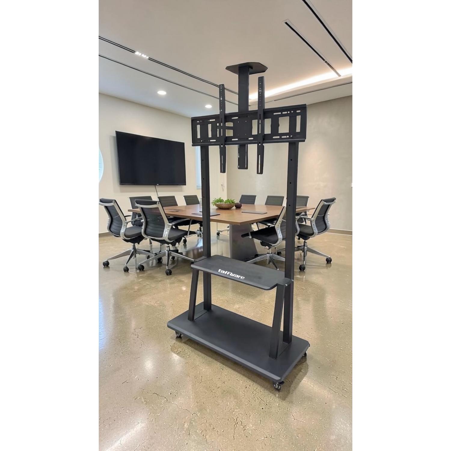 Taffware Bracket TV Floor Stand Wheel VESA 900x600 Solusi Mobilitas TV 60-100 Inch, Roda 360°