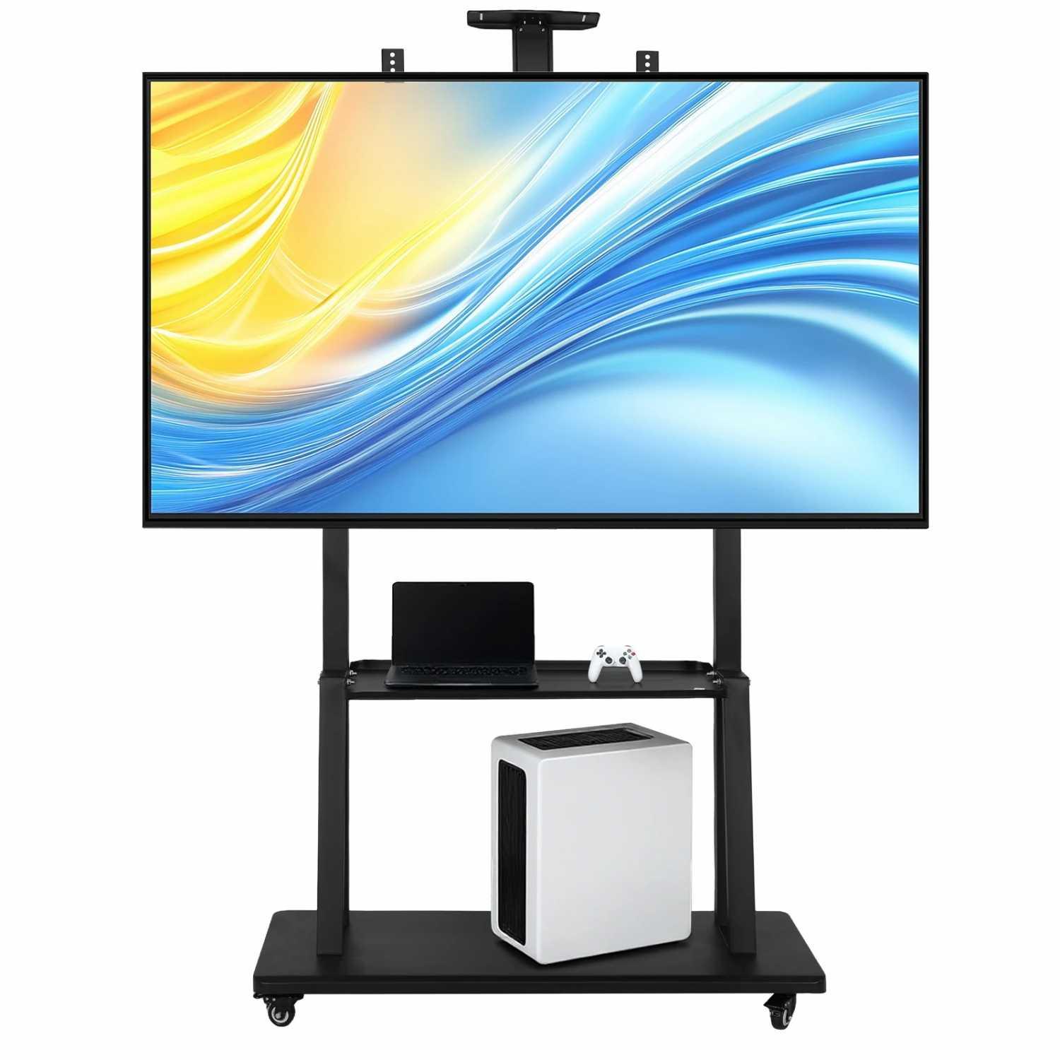 Taffware Bracket TV Floor Stand Wheel VESA 900x600 Solusi Mobilitas TV 60-100 Inch, Roda 360°