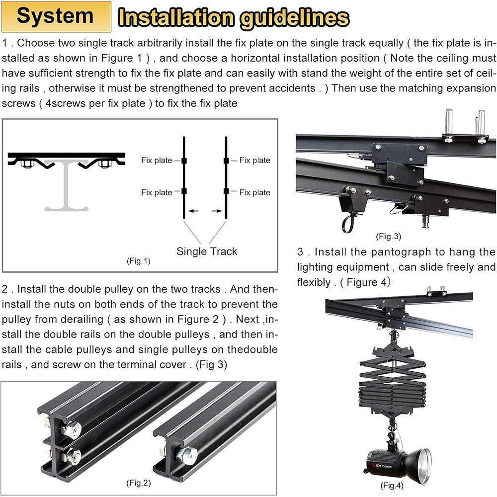 TaffSTUDIO Lampu Gantung Studio Skytrack 4 Rel 4 Pantograf 3M Pencahayaan Profesional, Efisien, dan Aman, Desain Studio