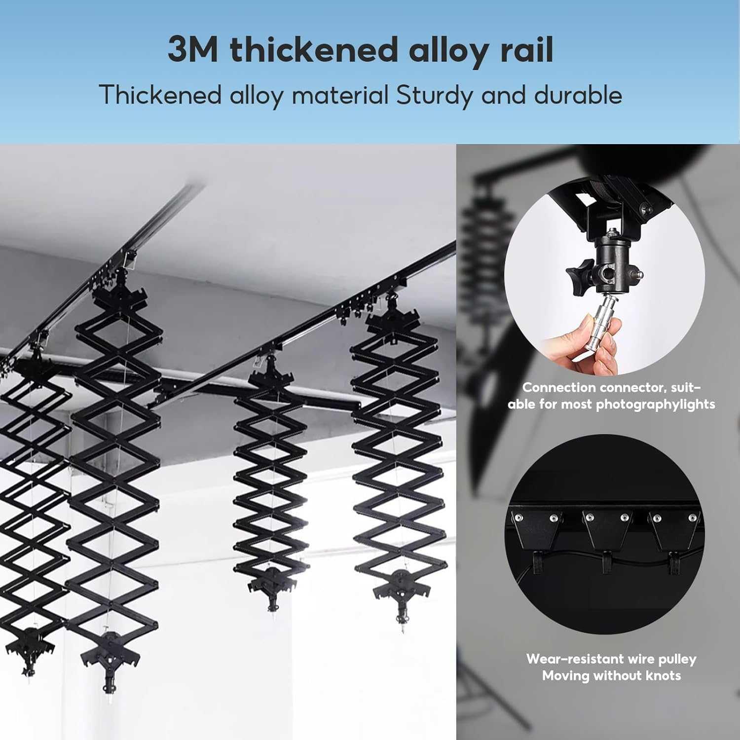 TaffSTUDIO Lampu Gantung Studio Skytrack 4 Rel 4 Pantograf 3M Pencahayaan Profesional, Efisien, dan Aman, Desain Studio
