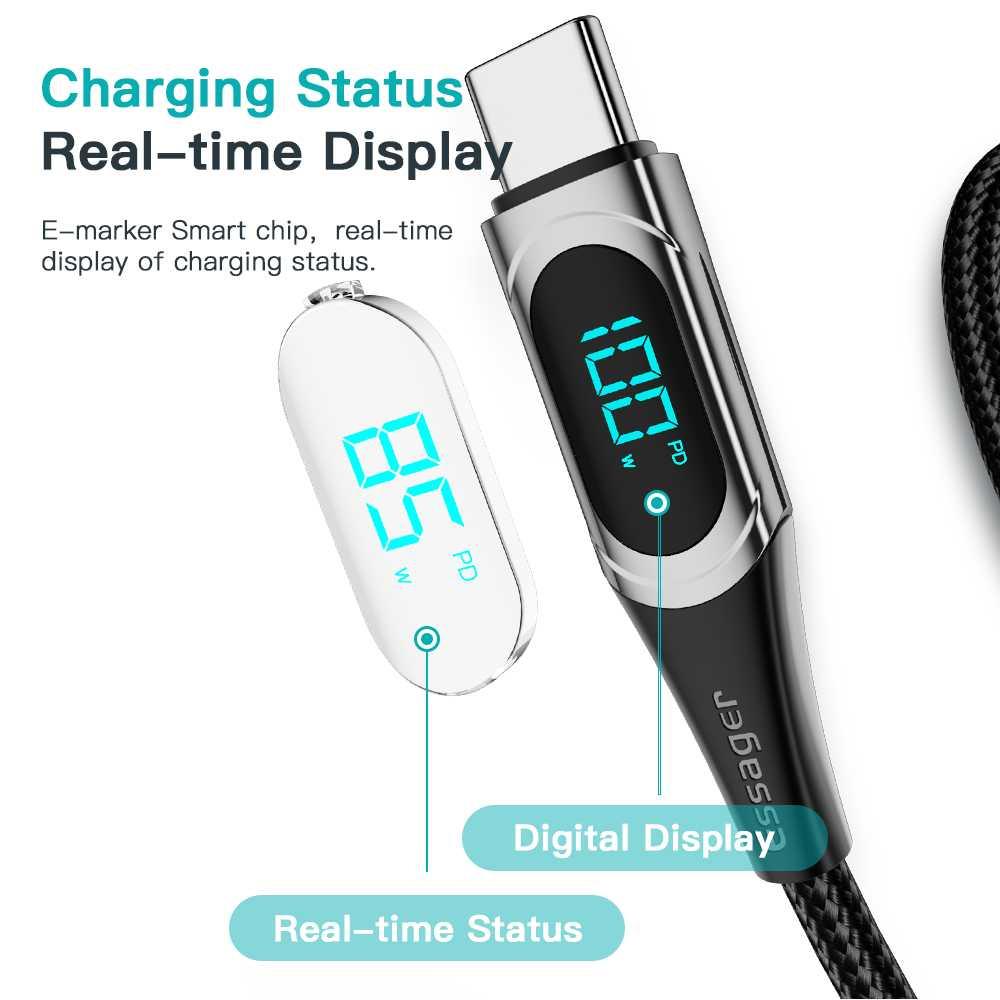 ESSAGER Kabel Data Type C to Type C Fast Charging LED 5A 100W ES-X15, Kecepatan dan Keandalan Charging Premium