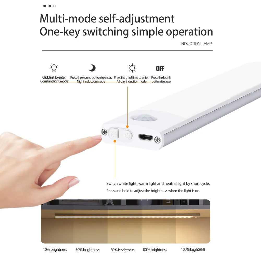 YIJUN Lampu LED Motion Sensor Cabinet Light Pencahayaan Cerdas, Hemat Energi, Modern